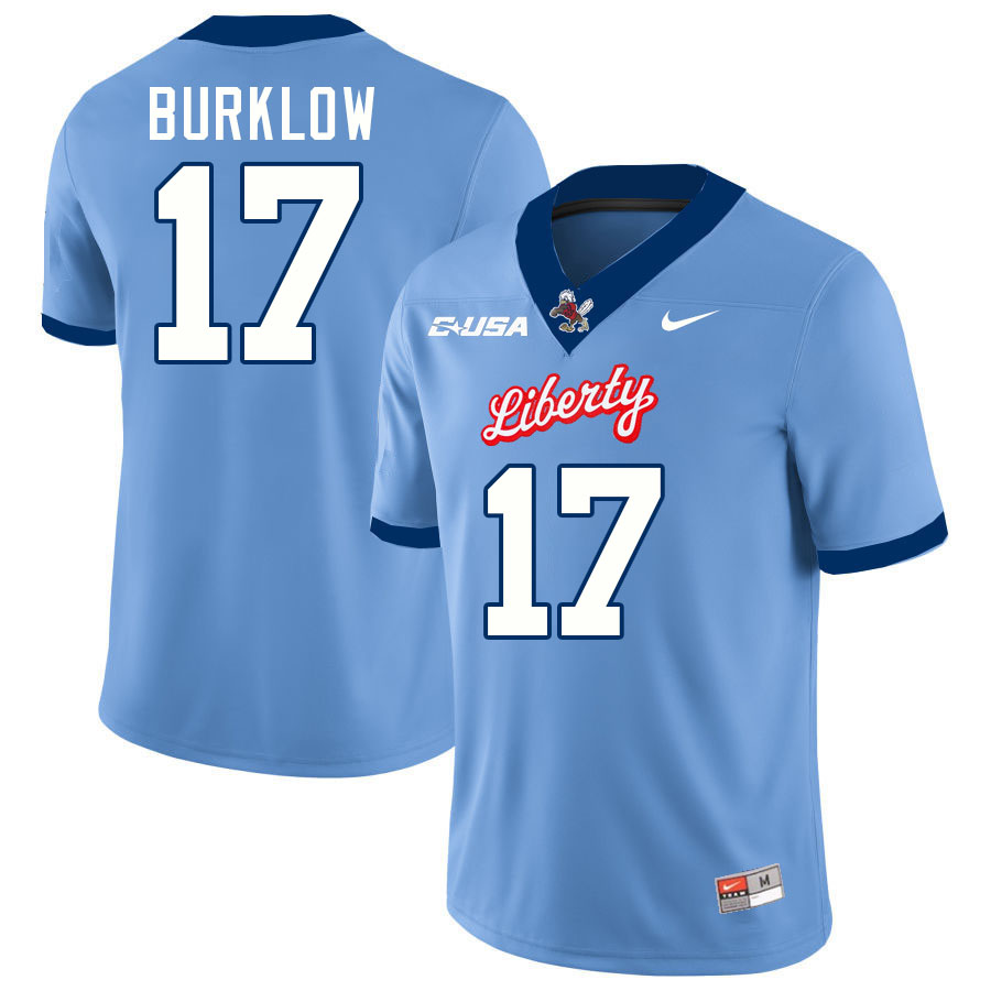 Liberty Flames #17 Bo Burklow College Football Jerseys Stitched-Light Blue